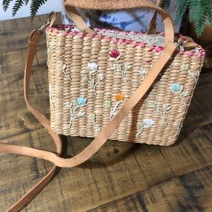 Vintage woven rattan small crossbody bag
